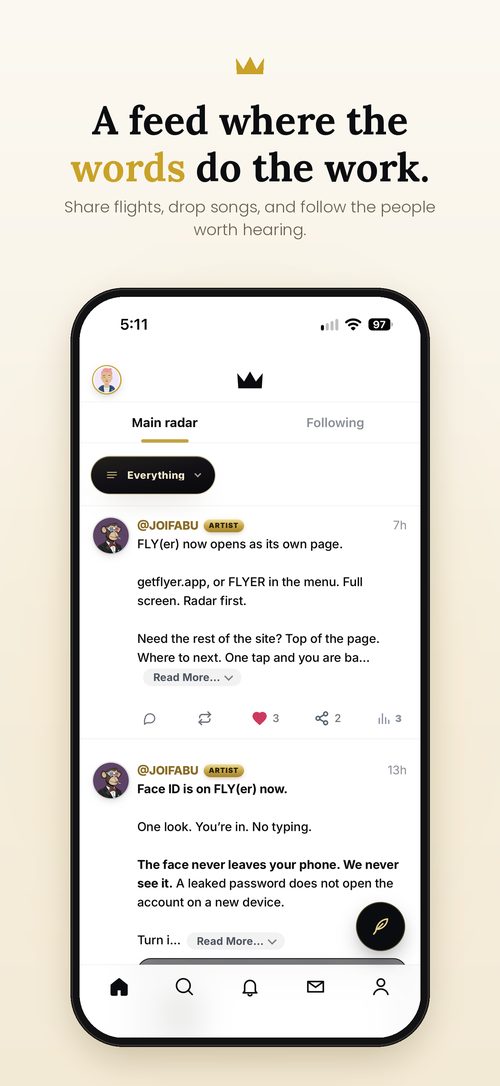 A feed where the words do the work
