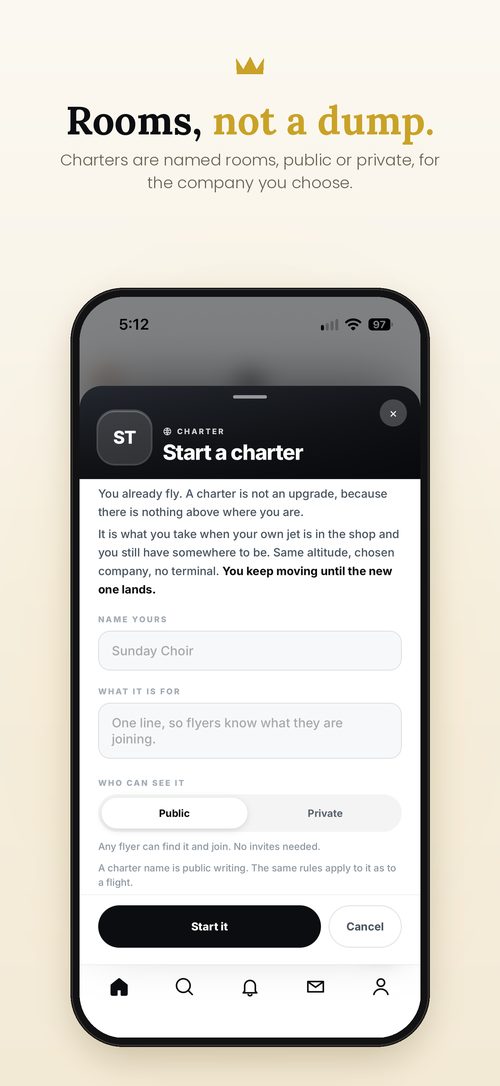 Charters: rooms, not a dump